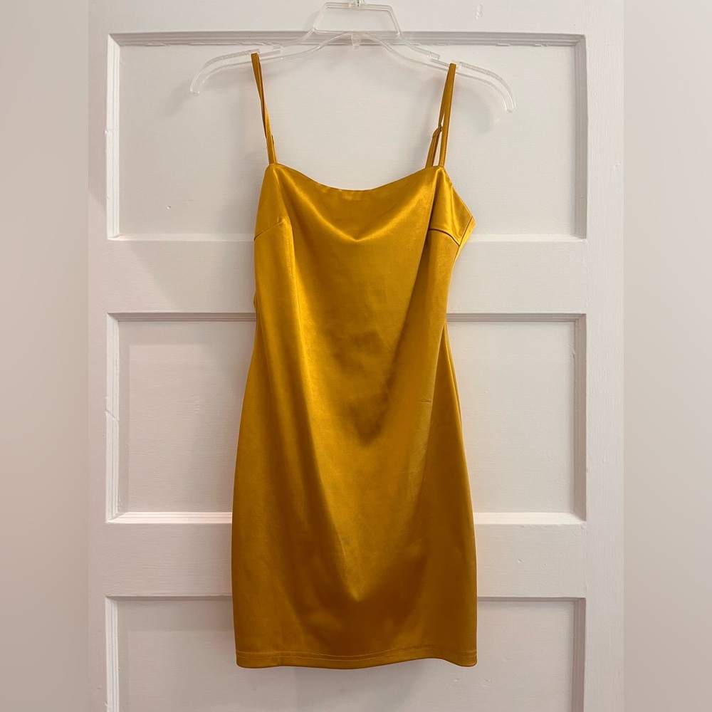 Shiny Metallic Gold Slip Dress